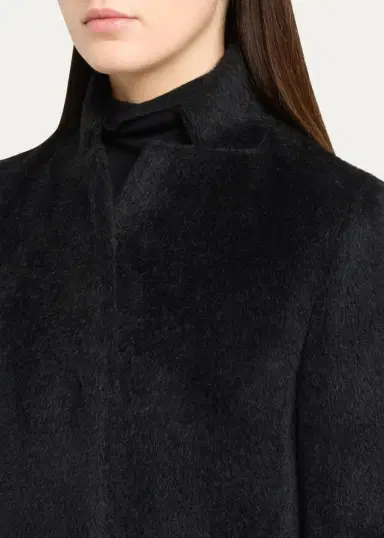 Cinzia Rocca Long Stand-Collar Alpaca Wool Coat | Thumbnail 5