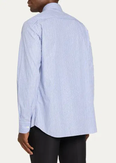 Brioni Men's Cotton Stripe Button-Front Shirt | Thumbnail 3