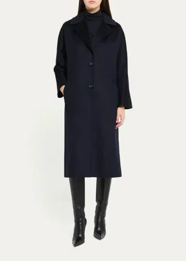 Cinzia Rocca Long Two-Button Notch-Collar Wool Coat | Thumbnail 2