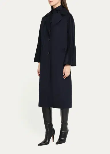 Cinzia Rocca Long Two-Button Notch-Collar Wool Coat | Thumbnail 4