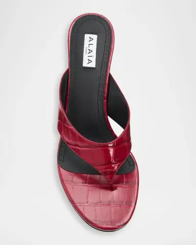 Alaïa 55mm Infradito Croc-Embossed Leather Thong Sandals | Thumbnail 4 Alaïa 55mm Infradito Croc-Embossed Leather Thong Sandals | Thumbnail 4