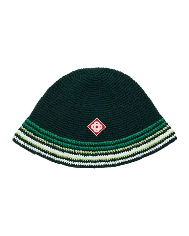 Casablanca Men's Striped Crochet Cotton Bucket Hat | Thumbnail 2 Casablanca Men's Striped Crochet Cotton Bucket Hat | Thumbnail 2