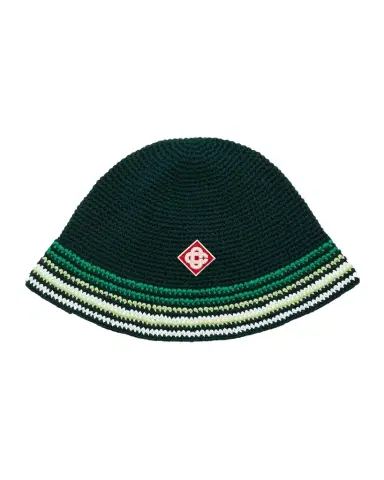 Casablanca Men's Striped Crochet Cotton Bucket Hat | Thumbnail 1 Casablanca Men's Striped Crochet Cotton Bucket Hat | Thumbnail 1