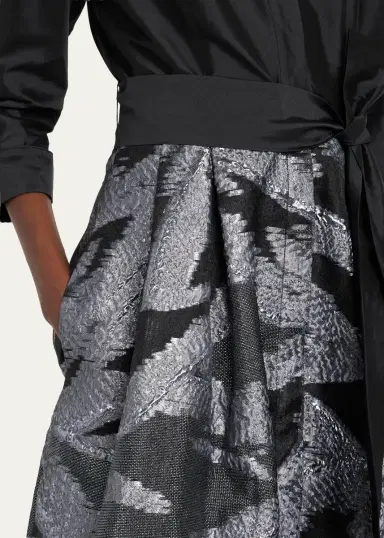 Rickie Freeman for Teri Jon Taffeta & Metallic Organza Shirtwaist Gown | Thumbnail 5