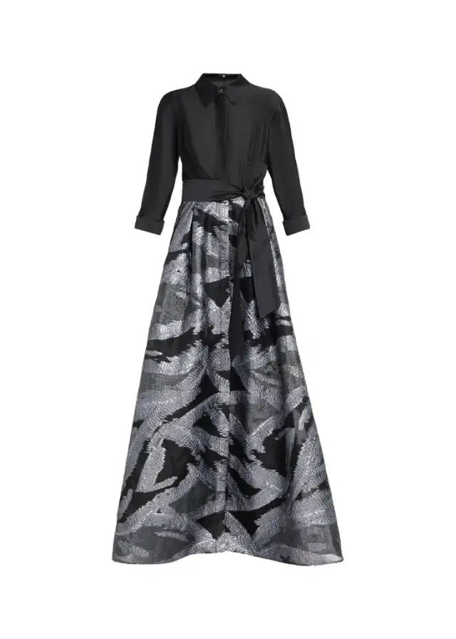 Rickie Freeman for Teri Jon Taffeta & Metallic Organza Shirtwaist Gown