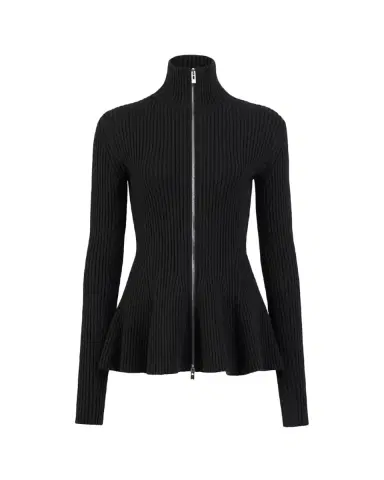 Alaïa Wool-Blend Rib Peplum Zip Cardigan | Thumbnail 2 Alaïa Wool-Blend Rib Peplum Zip Cardigan | Thumbnail 2