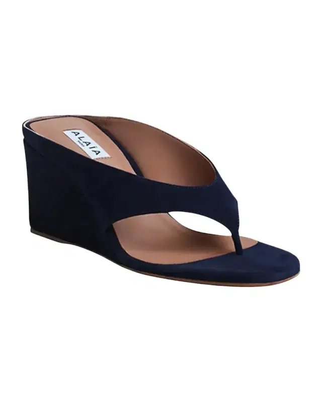 Alaïa Suede Wedge Thong Sandals