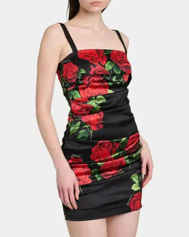 Dolce & Gabbana Floral Stretch-Silk Ruched Minidress | Thumbnail 3 Dolce & Gabbana Floral Stretch-Silk Ruched Minidress | Thumbnail 3
