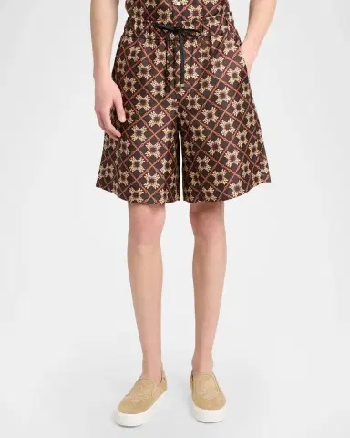 AMIRI Men's Silk MA Quad Drawstring Pull-On Shorts | Thumbnail 4 AMIRI Men's Silk MA Quad Drawstring Pull-On Shorts | Thumbnail 4