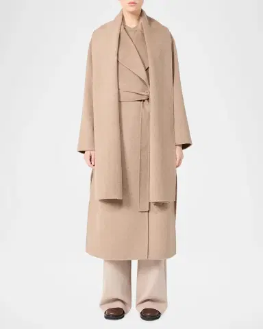 Max Mara Carisma Wool-Cashmere Wrap Coat With Scarf | Thumbnail 2 Max Mara Carisma Wool-Cashmere Wrap Coat With Scarf | Thumbnail 2
