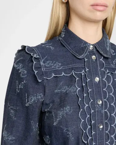 MAISON COMMON Belted Embroidered Chambray Midi Shirtdress | Thumbnail 5 MAISON COMMON Belted Embroidered Chambray Midi Shirtdress | Thumbnail 5