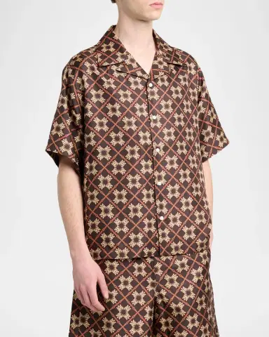 AMIRI Men's Silk MA Quad Camp Shirt | Thumbnail 4 AMIRI Men's Silk MA Quad Camp Shirt | Thumbnail 4