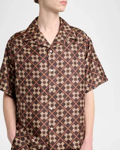 AMIRI Men's Silk MA Quad Camp Shirt | Thumbnail 5 AMIRI Men's Silk MA Quad Camp Shirt | Thumbnail 5