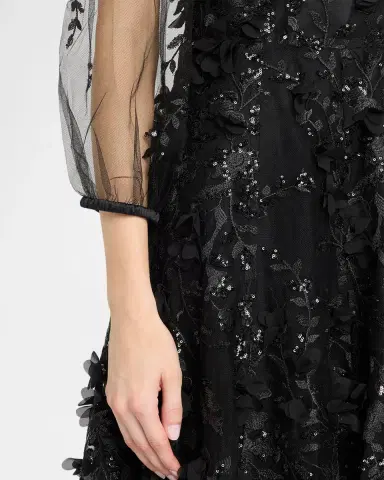 MAISON COMMON Floral Embroidered Tulle Illusion Midi Dress | Thumbnail 5 MAISON COMMON Floral Embroidered Tulle Illusion Midi Dress | Thumbnail 5