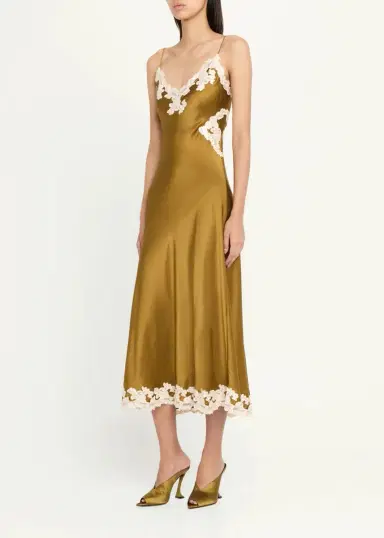 Ronny Kobo Men's Lalita Stretch-Silk A-Line Midi Dress | Thumbnail 4
