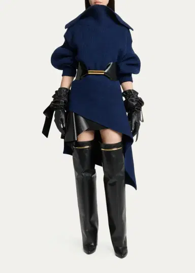Givenchy High-Neck Slashed Wool-Cashmere Asymmetric Mini Sweater Dress | Thumbnail 2 Givenchy High-Neck Slashed Wool-Cashmere Asymmetric Mini Sweater Dress | Thumbnail 2