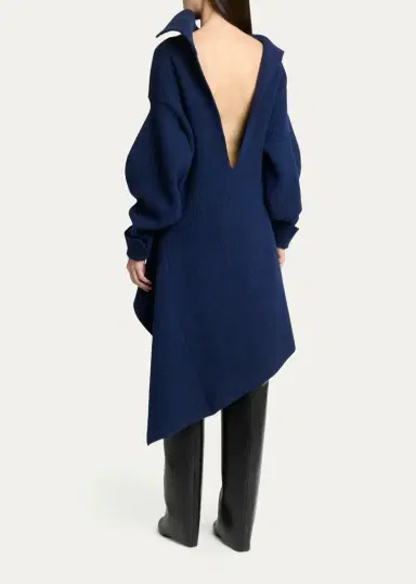 Givenchy High-Neck Slashed Wool-Cashmere Asymmetric Mini Sweater Dress | Thumbnail 3 Givenchy High-Neck Slashed Wool-Cashmere Asymmetric Mini Sweater Dress | Thumbnail 3