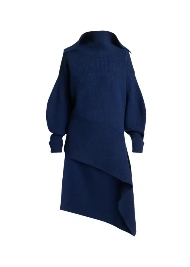 Givenchy High-Neck Slashed Wool-Cashmere Asymmetric Mini Sweater Dress
