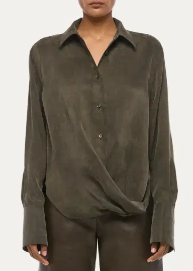 Helmut Lang High-Low Hem Draped Shirt | Thumbnail 4