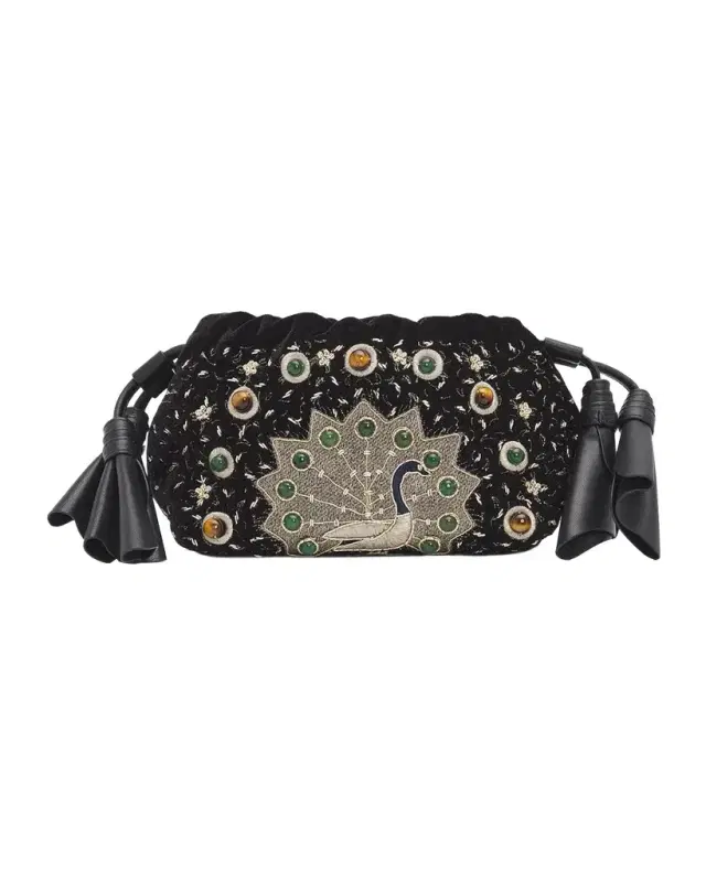 Zimmermann Cloud 91 Embroidered Velvet Clutch Bag