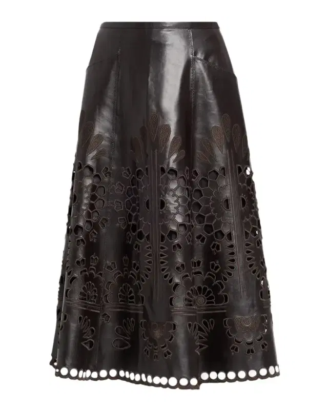 MAISON COMMON Embroidered Vegan Leather Midi Skirt