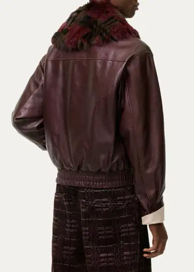 Burberry Men's Latchford Shearling-Collar Leather Jacket | Thumbnail 2 Burberry Men's Latchford Shearling-Collar Leather Jacket | Thumbnail 2