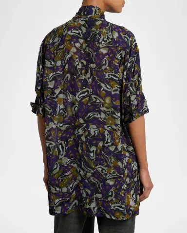 Dries Van Noten Floral Embellished Neck-Scarf Tunic Blouse | Thumbnail 3