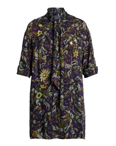 Dries Van Noten Floral Embellished Neck-Scarf Tunic Blouse | Thumbnail 1