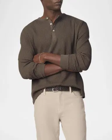 Joe's Jeans Men's Waffle-Knit Cotton Long-Sleeve Henley | Thumbnail 4