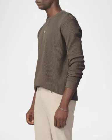 Joe's Jeans Men's Waffle-Knit Cotton Long-Sleeve Henley | Thumbnail 5