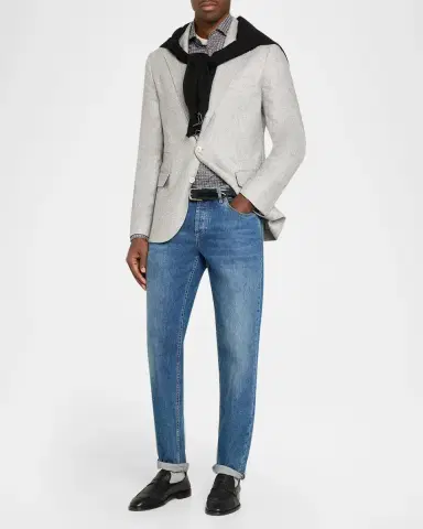 Brunello Cucinelli Overplaid Silk-Cashmere Sport Coat | Thumbnail 2