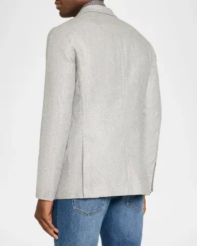 Brunello Cucinelli Overplaid Silk-Cashmere Sport Coat | Thumbnail 3