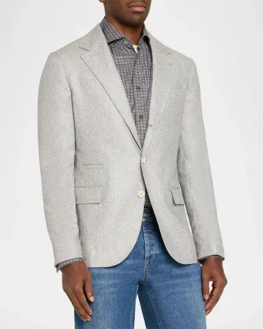 Brunello Cucinelli Overplaid Silk-Cashmere Sport Coat | Thumbnail 4