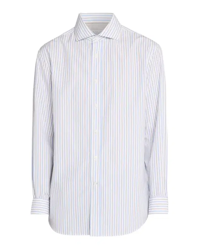 Brunello Cucinelli Men's Cotton Variegated Stripe Button-Down Shirt