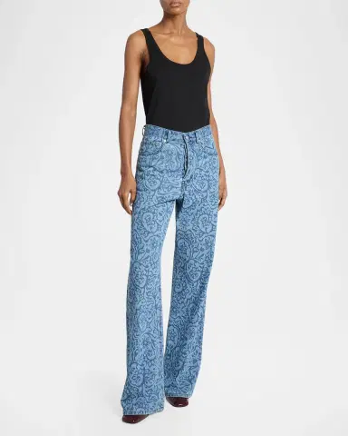 Dries Van Noten Peyton Laser-Print Denim Wide-Leg Jeans | Thumbnail 2