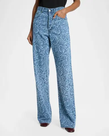 Dries Van Noten Peyton Laser-Print Denim Wide-Leg Jeans | Thumbnail 4
