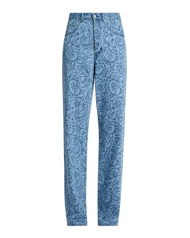 Dries Van Noten Peyton Laser-Print Denim Wide-Leg Jeans