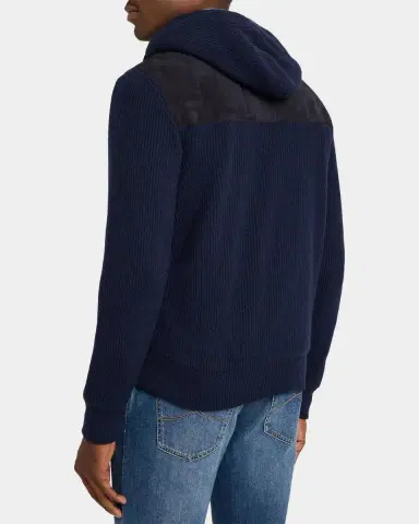 Brunello Cucinelli Men's Suede-Paneled Hooded Jacket | Thumbnail 3