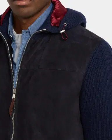 Brunello Cucinelli Men's Suede-Paneled Hooded Jacket | Thumbnail 5