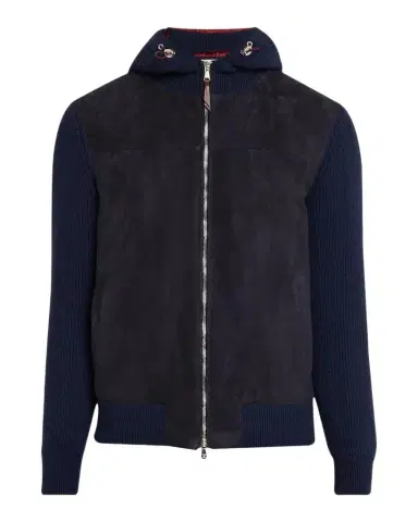 Brunello Cucinelli Men's Suede-Paneled Hooded Jacket | Thumbnail 1