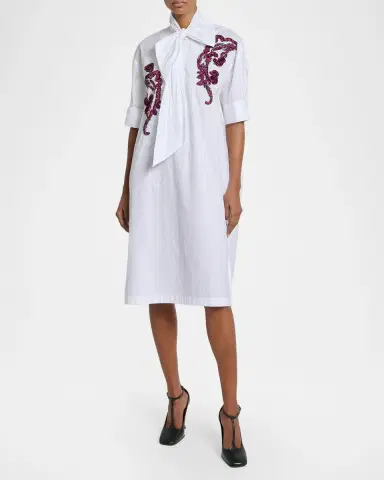 Dries Van Noten Dalma Embellished Cotton Poplin Neck-Bow Dress | Thumbnail 2