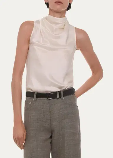 Helmut Lang Draped Sleeveless Silk Top | Thumbnail 4