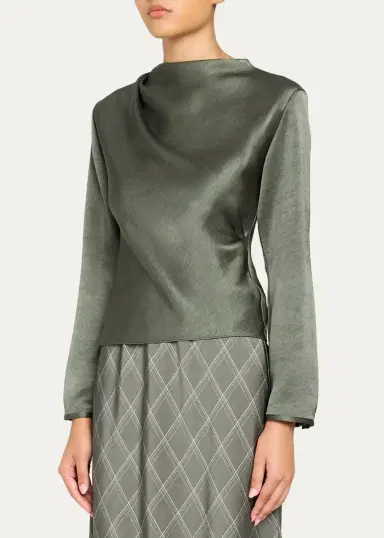 Vince Draped Cowl-Neck Blouse | Thumbnail 4