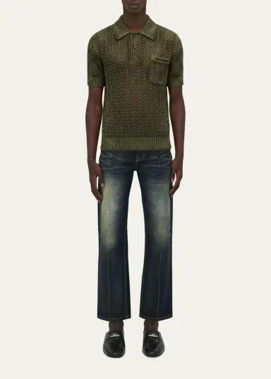 Alexander McQueen Men's Cotton Crochet Pocket Polo Shirt | Thumbnail 2