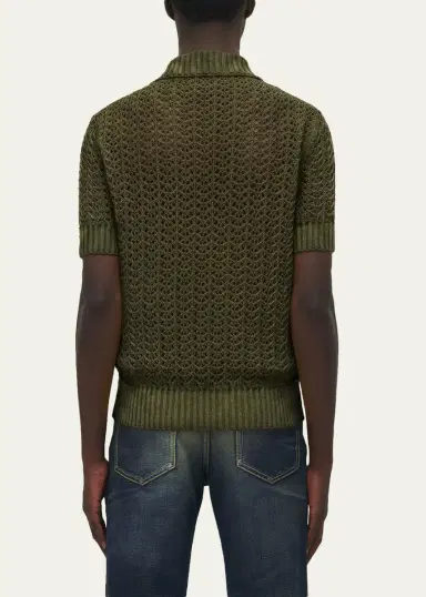 Alexander McQueen Men's Cotton Crochet Pocket Polo Shirt | Thumbnail 3