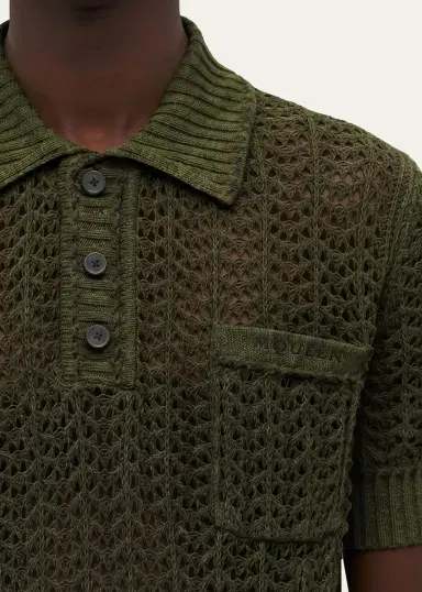Alexander McQueen Men's Cotton Crochet Pocket Polo Shirt | Thumbnail 5