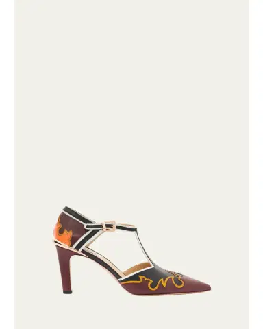 Gabriela Hearst 75mm Duna Western Leather Ankle-Strap Pumps | Thumbnail 2