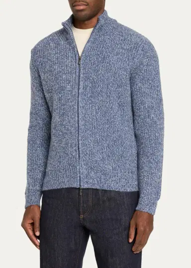 Cesare Attolini Men's Mouline Cashmere Cardigan | Thumbnail 4 Cesare Attolini Men's Mouline Cashmere Cardigan | Thumbnail 4