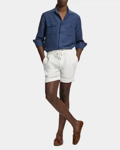 Ralph Lauren Purple Label Men's Silk-Linen Button-Front Shirt | Thumbnail 2