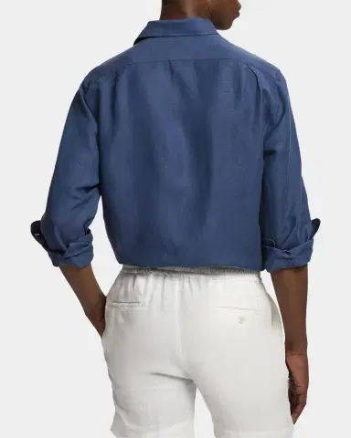 Ralph Lauren Purple Label Men's Silk-Linen Button-Front Shirt | Thumbnail 3